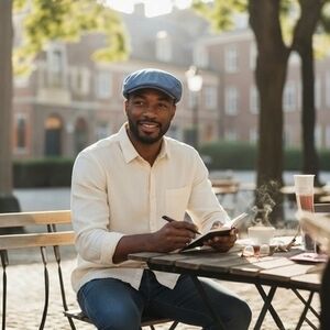 Classic Gatsby Flat Cap Denim Blue Cotton Flat Hat Men’s One Size